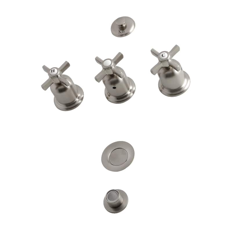 Kingston Brass Millennium Three-Handle Bidet Faucet - Brushed Nickel