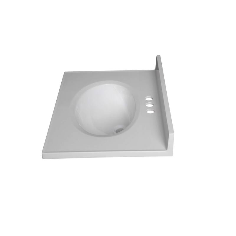 Fine Fixtures White Cultured Marble Top With Integrated Sink, 4" Backsplash and Overflow Included.