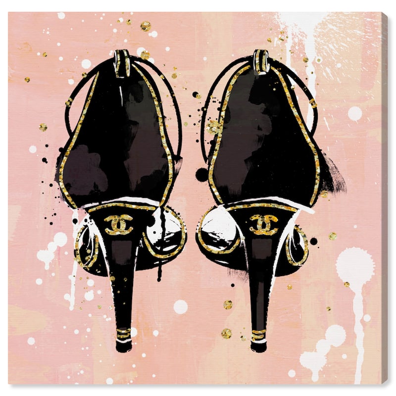Wynwood Studio Canvas Fashion and Glam Splattered Heels Pink and Light Pink Glam Wall Art Canvas Print