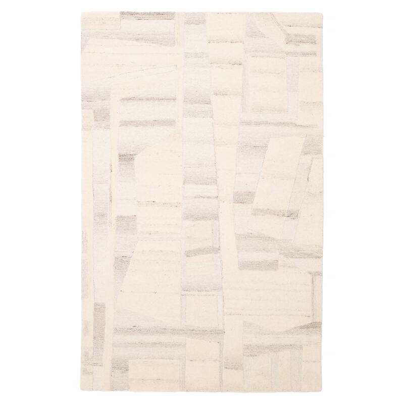 ECARPETGALLERY Hand Tufted Timeless Cream Wool Rug - 5'1 x 8'0 - Cream - 5'1 x 8'0