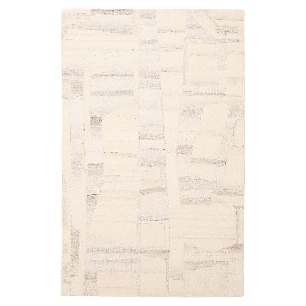 ECARPETGALLERY Hand Tufted Timeless Cream Wool Rug - 5'1 x 8'0