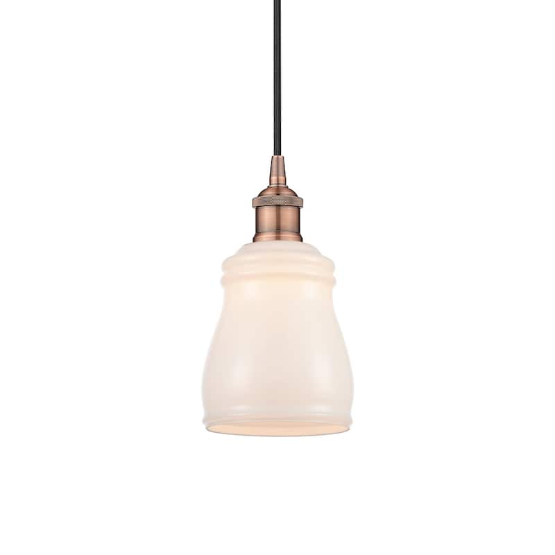 Innovations Lighting 616-1P-10-5 Ellery Pendant Ellery 5" Wide Mini - Antique Copper / White