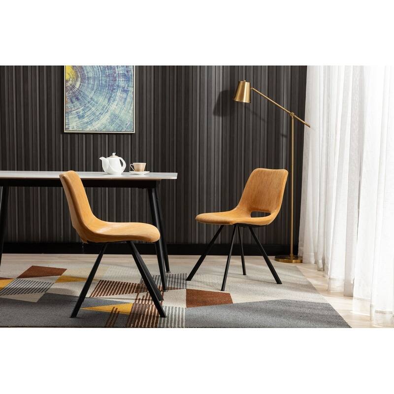 Modern Faux Leather Dining Chairs with Metal Frame (Set of 2) - 20'' H x 14.5'' W x 20'' D