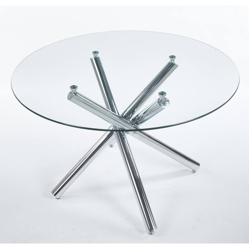 5 Pieces Dining Set, Table Metal Leg Mid-Century Dining Table and Chair