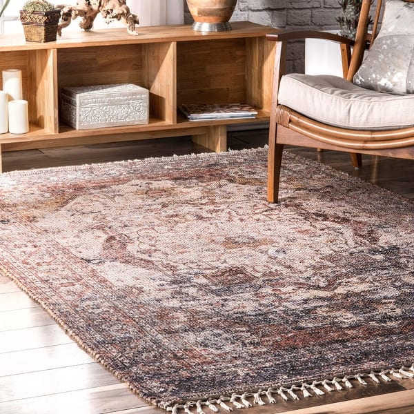 slide 2 of 16, Nuloom Multi Handmade Traditional Boho Rustic Chic Medallion Tassel Frame Area Rug