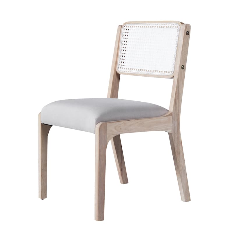 Wood Dining Chairs Set of 2, Accent Chairs with Solid Wood Legs and Padded Seat, Modern Linen Dining Chairs Side Chairs