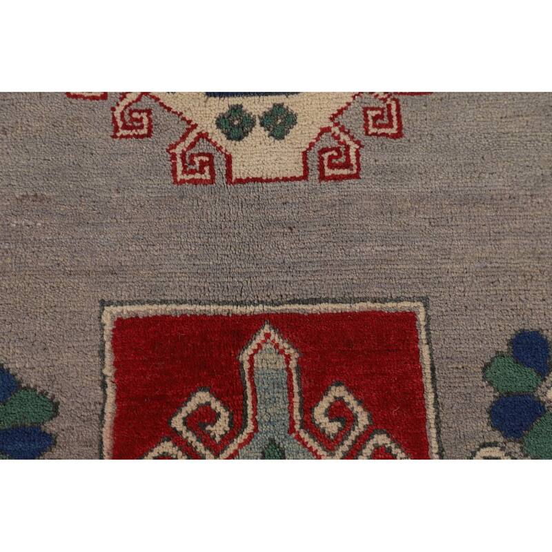 Geometric Kazak Large Area Rug Handmade Wool Carpet - 9'7" x 13'7"