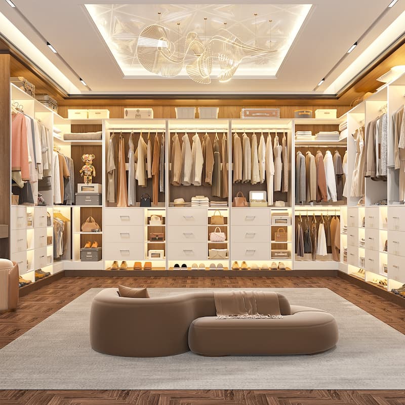 Cimly 30'' W Freestanding Closet System with Hanging Rod, Closet Organizer with Drawers and Shelves