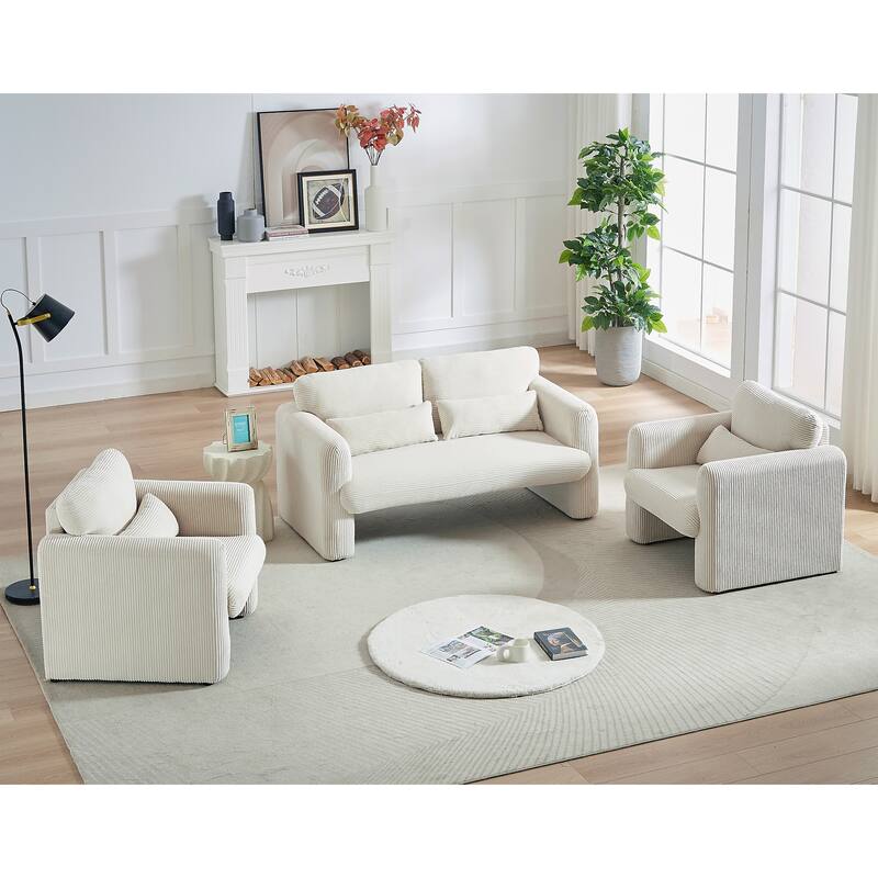 Corduroy Fabric Free Combination Sofa Set w/Support Pillow