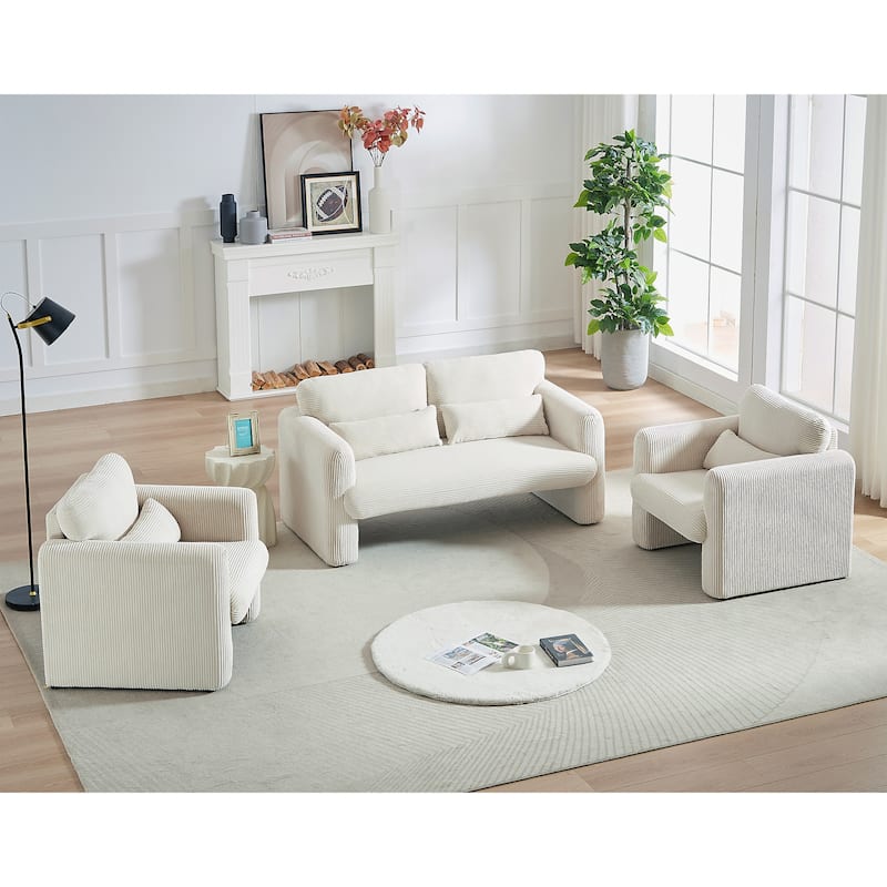 GDFStudio - Emiliano Sofa Set in Premium Corduroy with Elegant Design and Superior Comfort