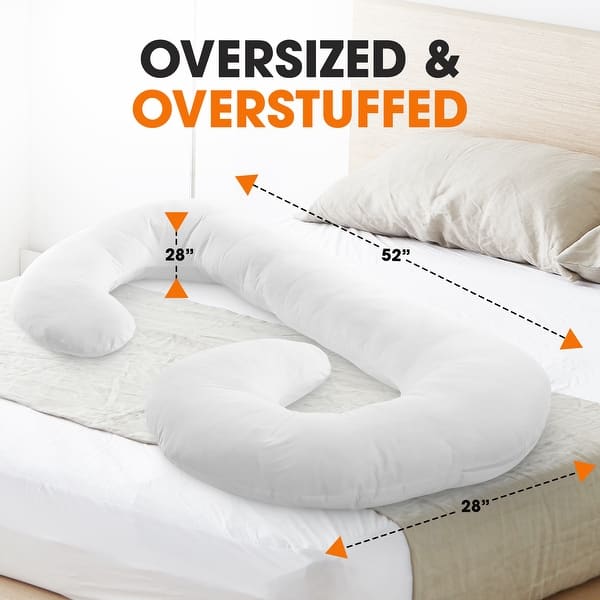 Cheer Collection Alternative Down Premium J Pillow with Zippered Cover - White