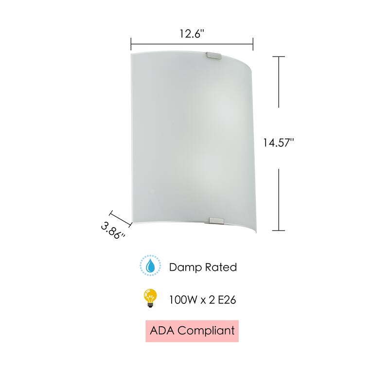 Eglo Grafik 2-Light Chrome Wall Light with Satin Glass
