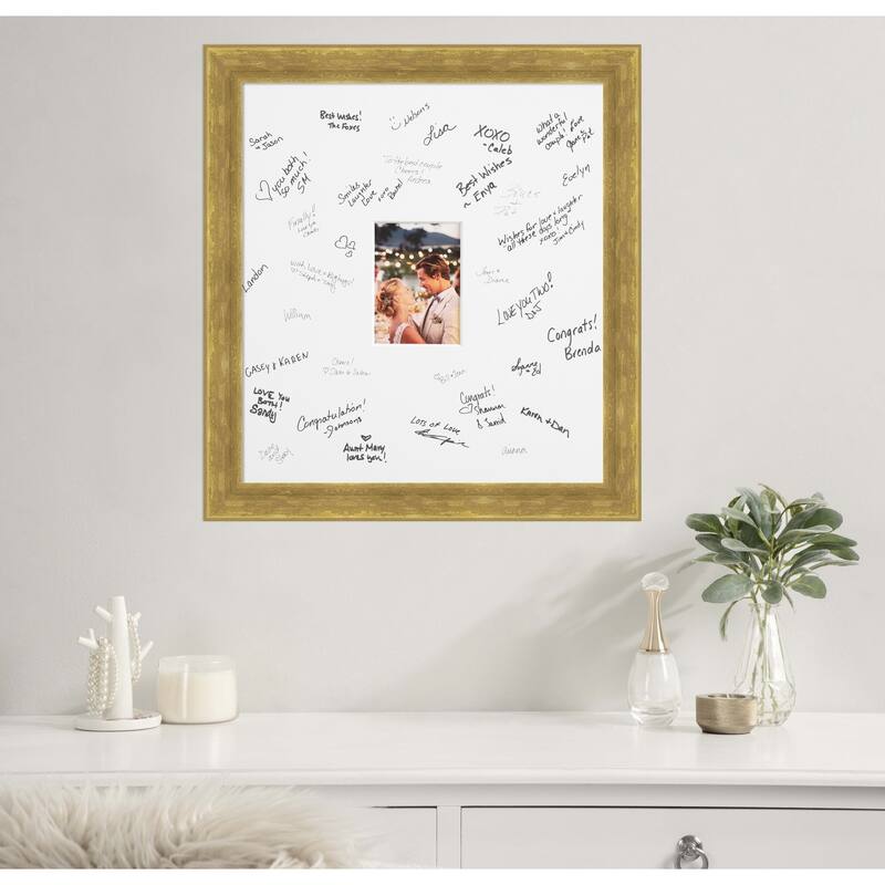 Angled Signature Mat Picture Frame - Autograph Photo Frame Guest Book Alternative for Weddings, Graduations, or Retirement