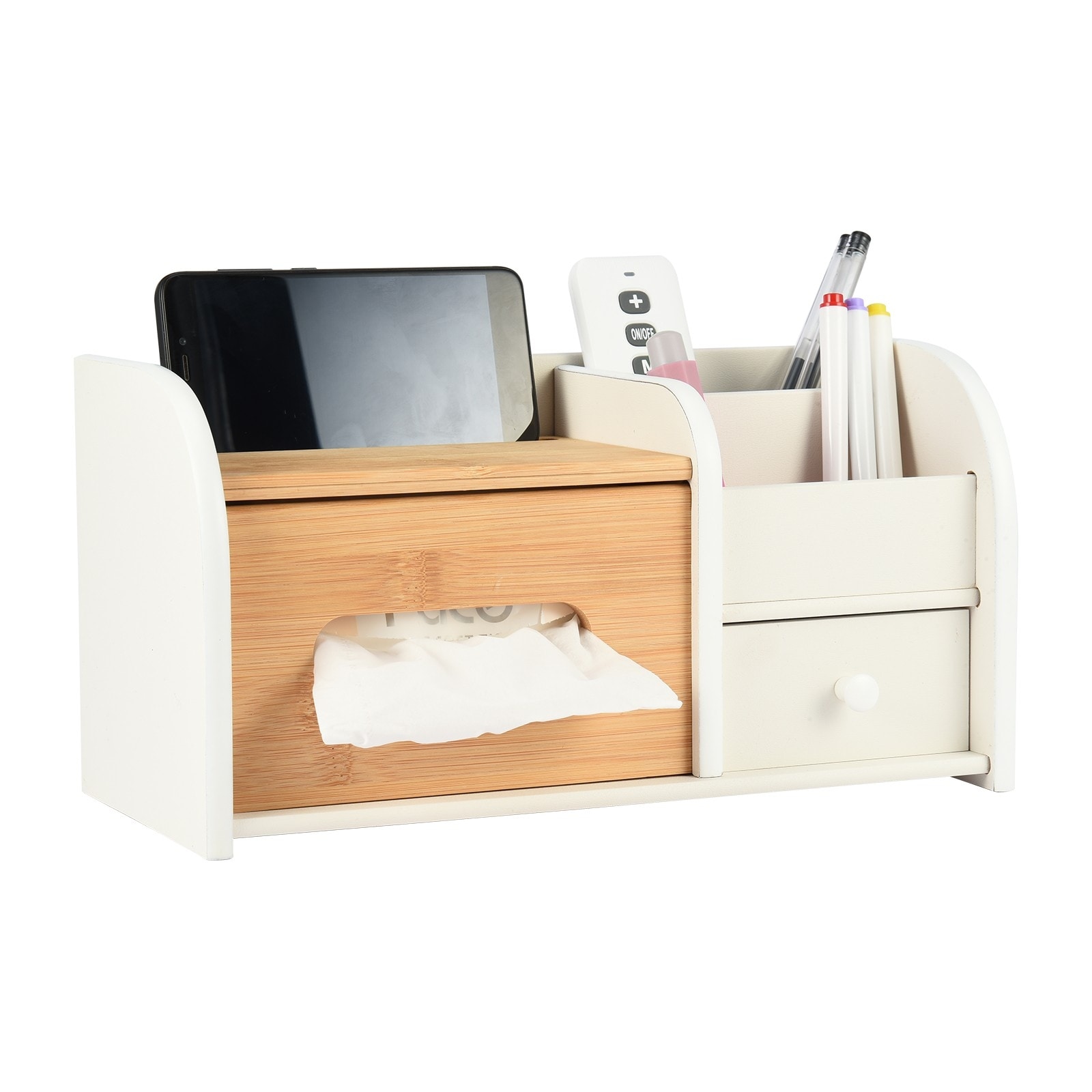 Desktop Organizer Home Office Desk Drawer Organizer Durable Wood With  Tissue Box - On Sale - Bed Bath & Beyond - 36909001