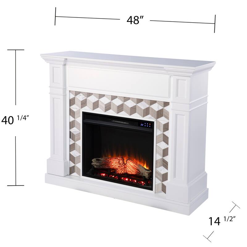 SEI Furniture Dardon Electric Fireplace with Marble Surround