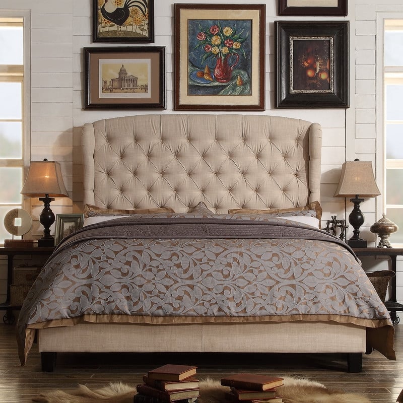 Isabella Diamond Tufted Wingback Upholstered Platform Bed