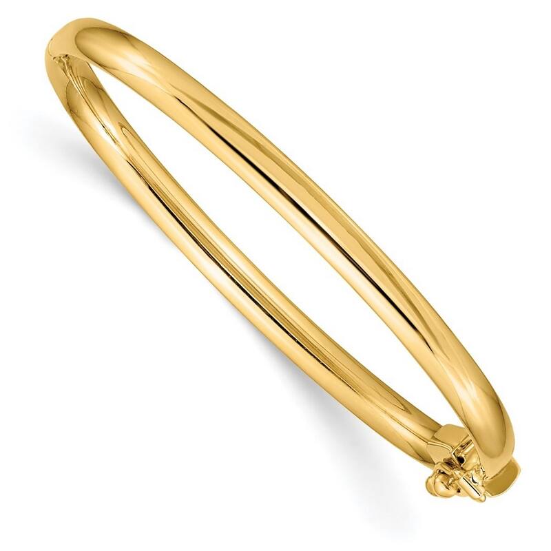 Curata 14k Yellow Gold Polished 3.75mm Hinged Safety Clasp Baby Bangle Bracelet