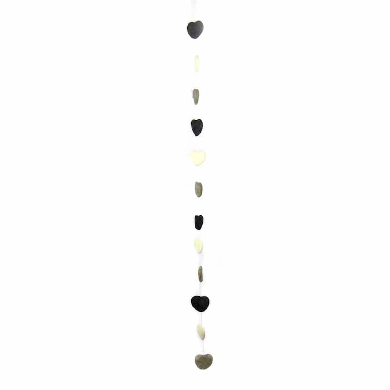 The Curated Nomad Thrift Handmade Felted Wool String of Hearts Hanging Garland