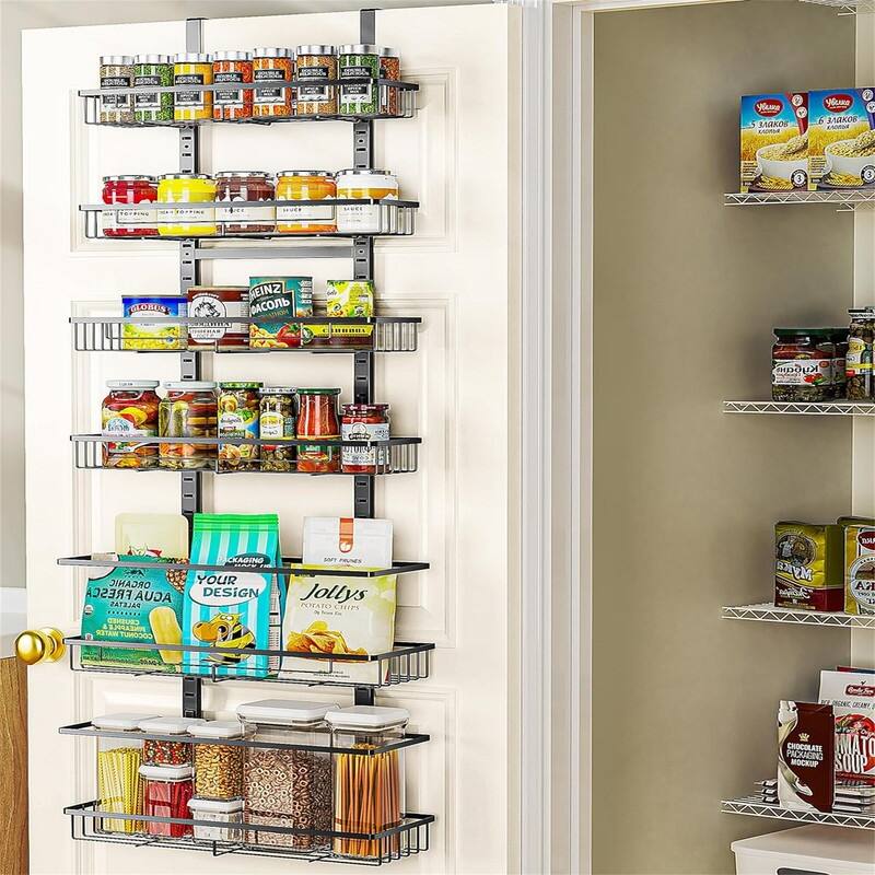 6-Tier Over the Door Pantry Organizer - Black - 5.1"D x 15.3"W x 59"H