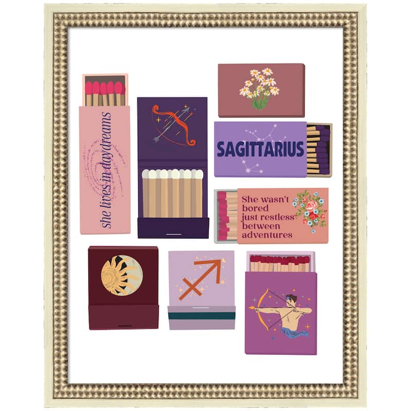 Kate and Laurel Sagittarius Matchbooks 14x18 FC by Megan Ryan Framed Wall Art Print - 16x20