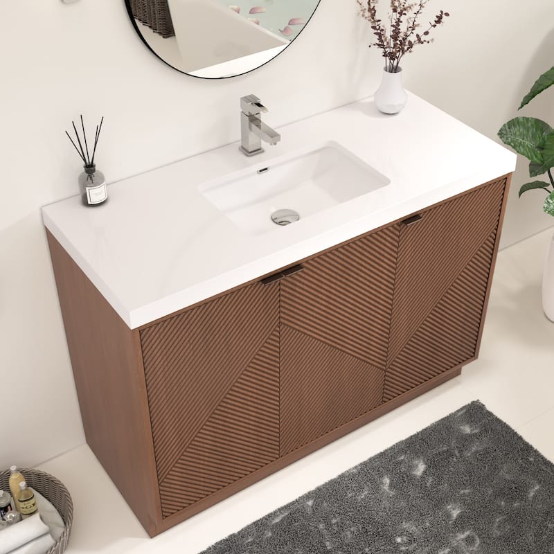 Milano 48" Freestanding Bathroom Vanity with White Acrylic Sink