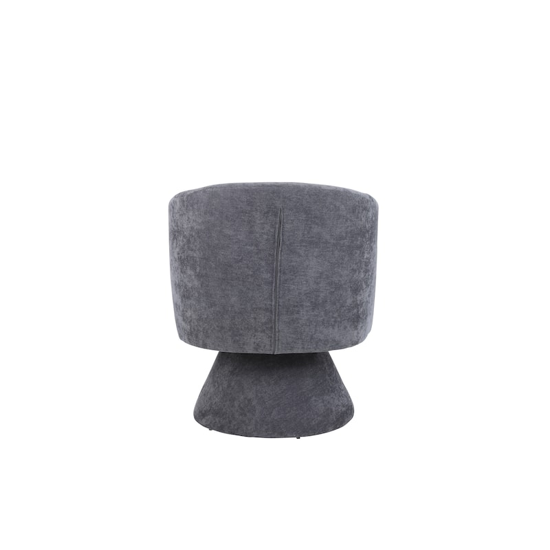 Swivel Round Barrel Chair in Fabric with Curved Backrest and Thick Padded Seat