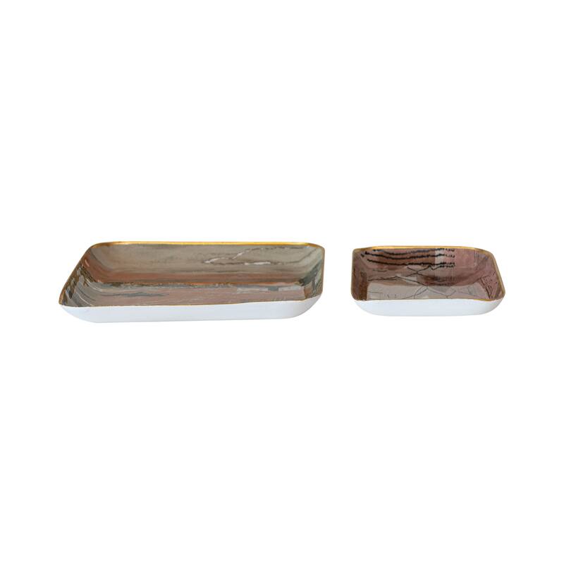 Abstract Enameled Metal Trays
