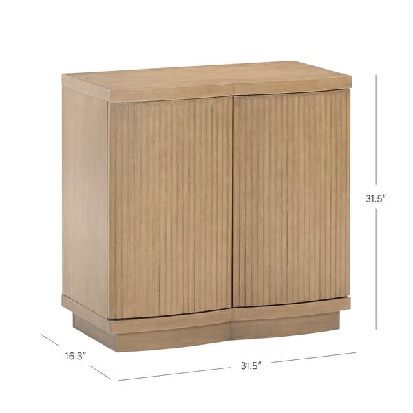 dimension image slide 1 of 4, Tambellini Mid Century Modern Accent Cabinet with Doors or Media Storage Cabinet for Living Room with Solid Wood Base