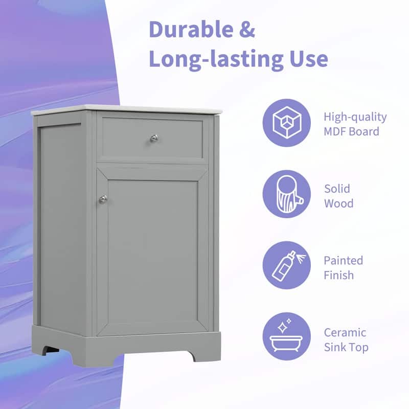 20" Bathroom Vanity with Sink – Soft-Closing Door Cabinet Featuring Storage Rack and Adjustable Shelf‌ - 20"L x 18"W x 34"H
