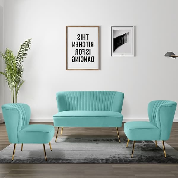 slide 102 of 119, Delicia 3 Piece Living Room Set with Golden Legs SAGE