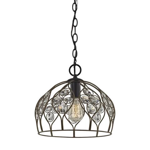 Crystal Web 1-Light Mini Pendant in Bronze and Matte Black with Clear Crystal - Includes Adapter Kit