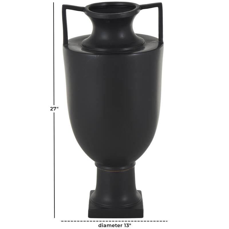 Ceramic Fluted Urn Shaped Vase with Handles - Black or White - Roche River Decor