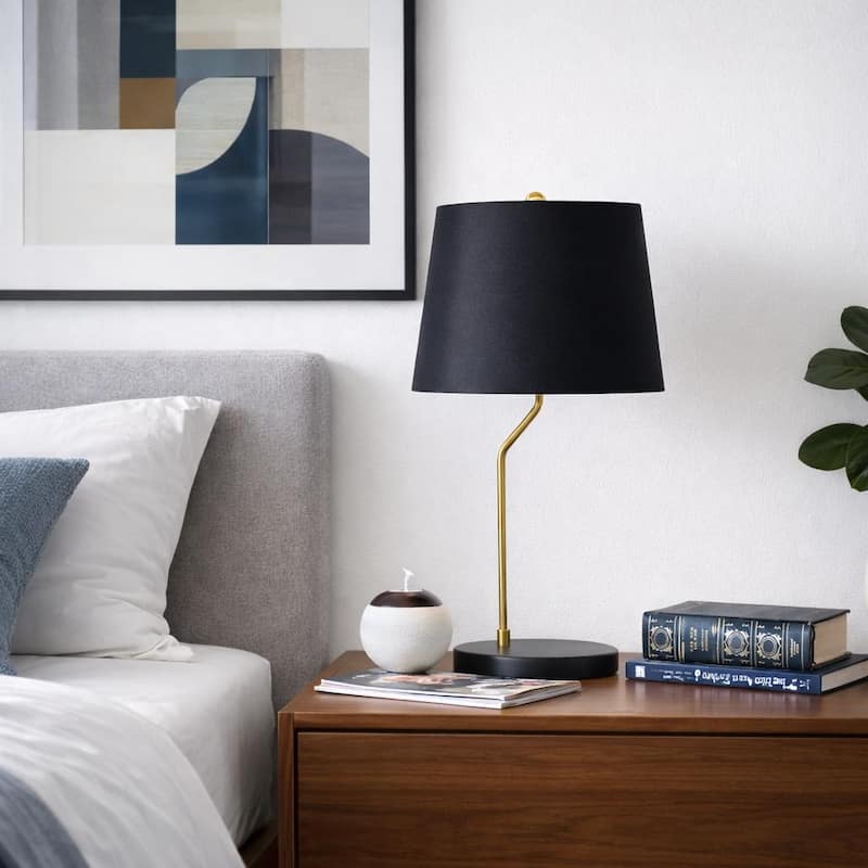 Aisin Black and Gold Modern Table Lamp with Metal Base