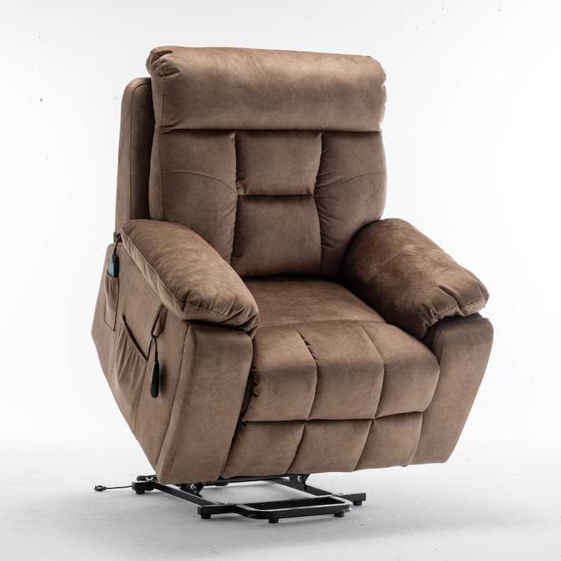 Power Lift Recliner Chair with Massage & Heating, Electric Recliners with Cup Holder & Side Pocket, Ergonomic Lounge Sofa Chair