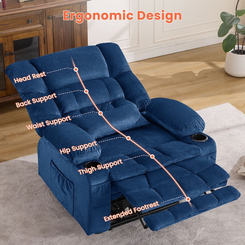 Power Lift Recliner Chair with Heat, Dual Motor Infinite Position Heavy Duty Recliner, Lounge Sofa with USB Ports & Cup Holders