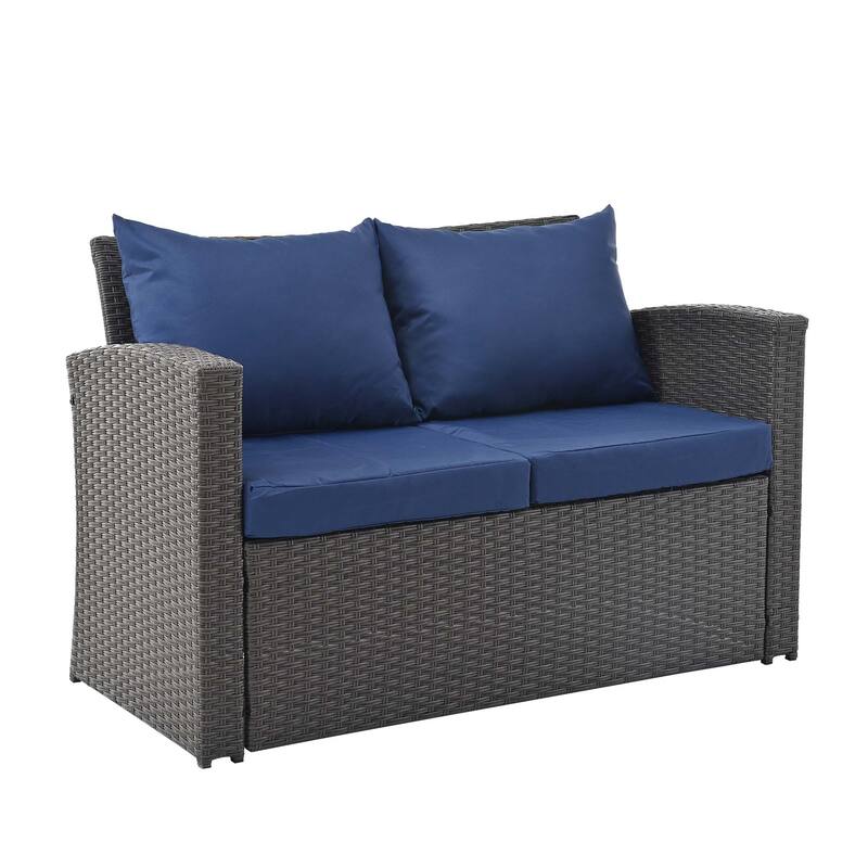 4-Piece PE Wicker Patio Conversation Set with Cushions