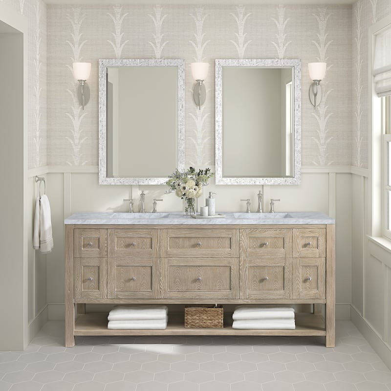 James Martin Vanities Breckenridge 72" Double Vanity, Whitewashed Oak