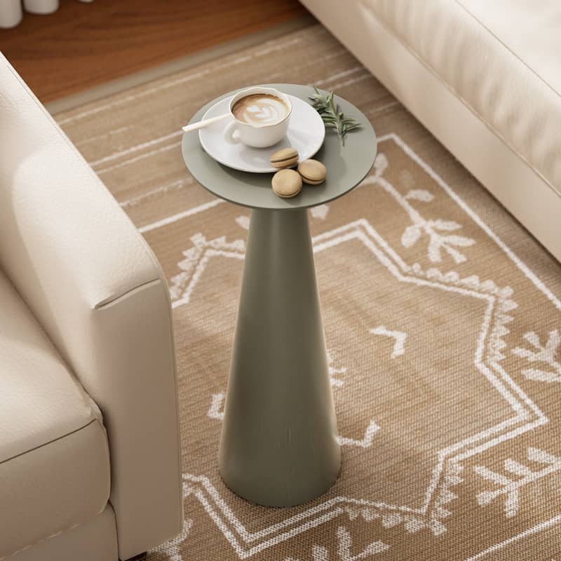 COZAYH Farmhouse Pedestal End Table, Round Martini Table Wood Plant Stand Rustic Small Drink Table for Living Room, Bedroom