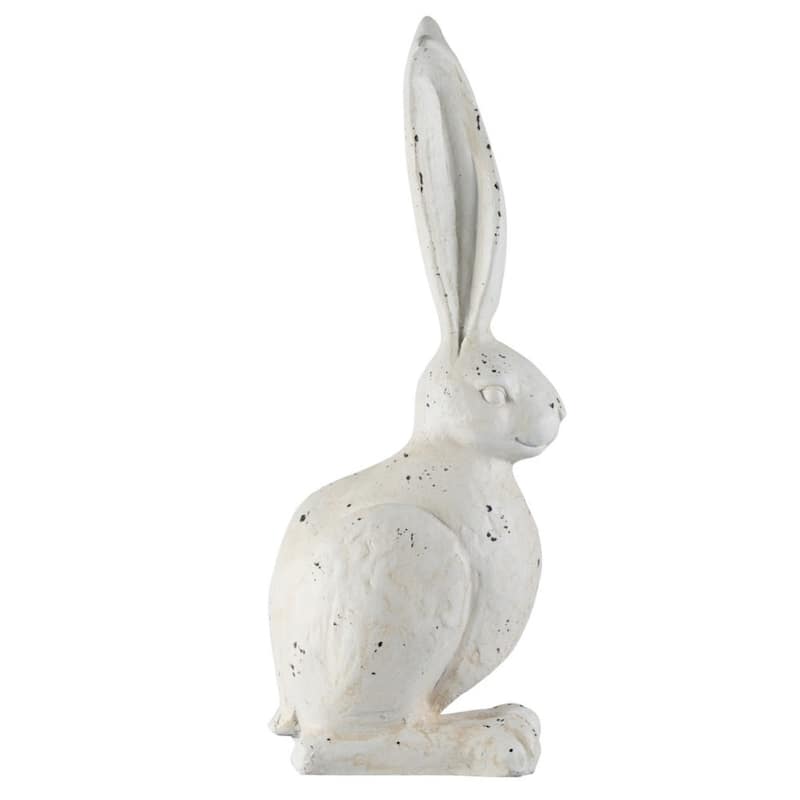 24" Cream White Distressed Vintage Style Medium Rabbit Figurine