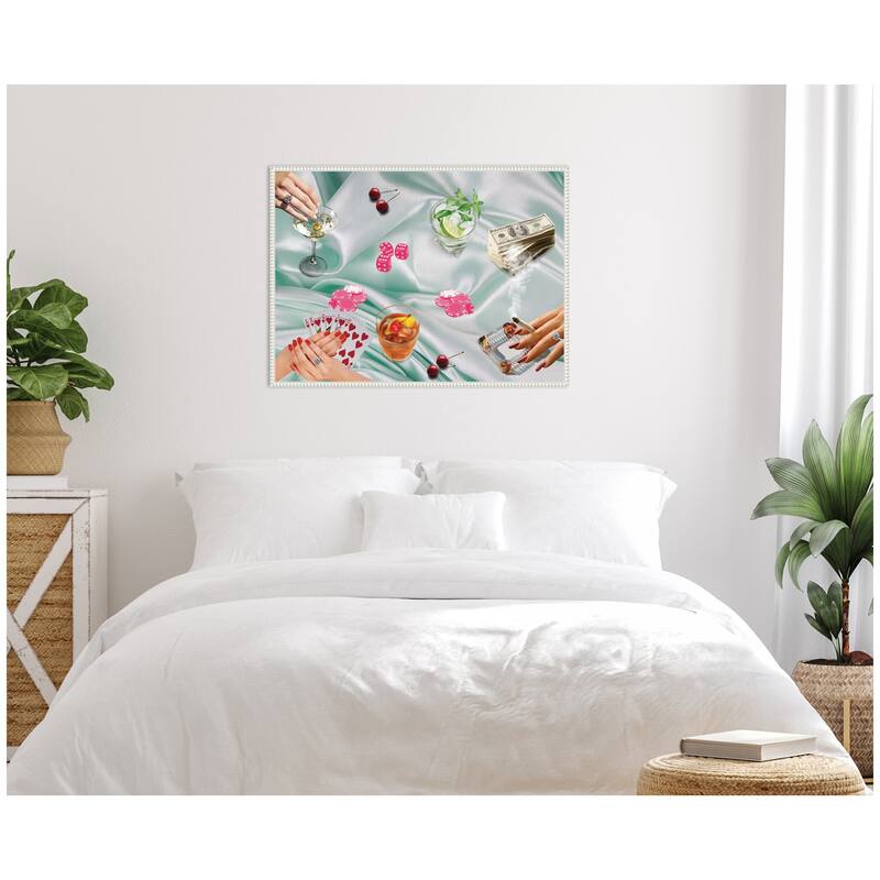 Kate and Laurel Poker Night Green by Honey Island Studio Framed Canvas Wall Art Print