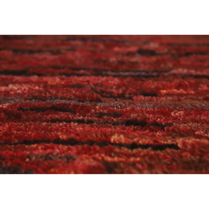 Geometric Moroccan Oriental Rug Handmade Red Wool Carpet - 6'9" x 9'11"