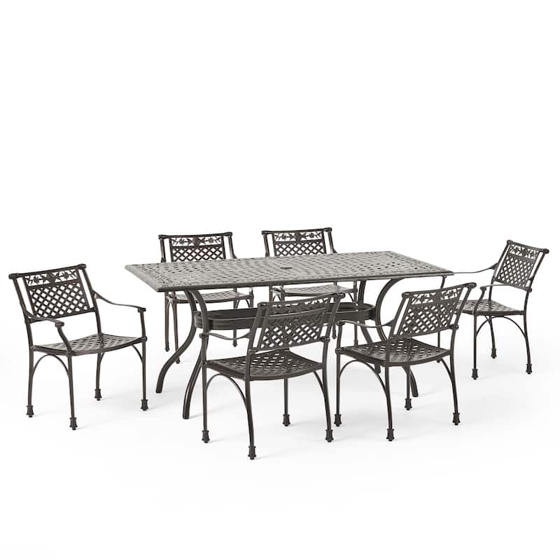 Ridgecrest 7-piece Patio Dining Set by Christopher Knight Home - Hammered Bronze