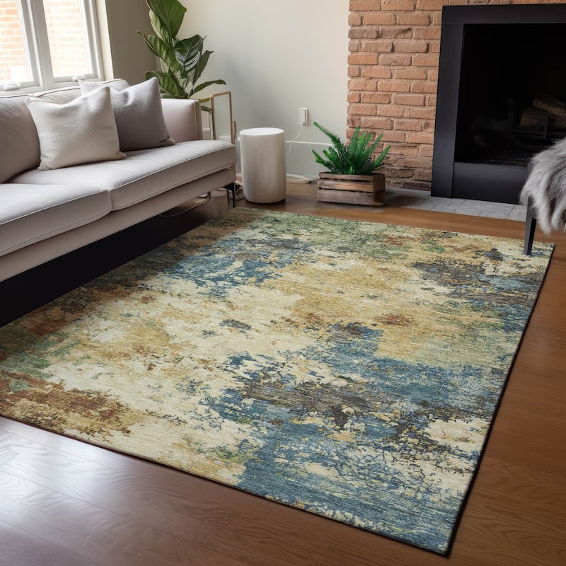 Machine Washable Indoor/ Outdoor Casual Contemporary Chantille Rug