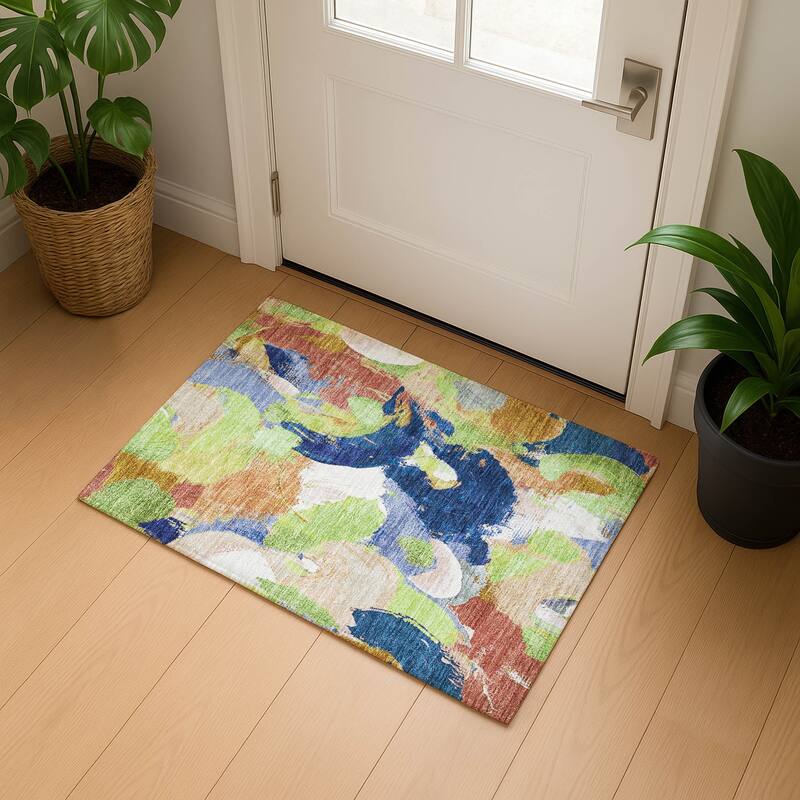 Premium Washable Super Soft Abstract Contemporary Mayfield Rug - Aloe - 1'8" x 2'6"