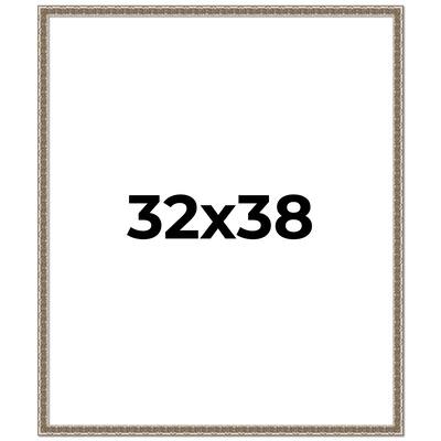 32x38 Frame Silver Versailles Ornate Solid Wood Picture Frame | 1 Inch