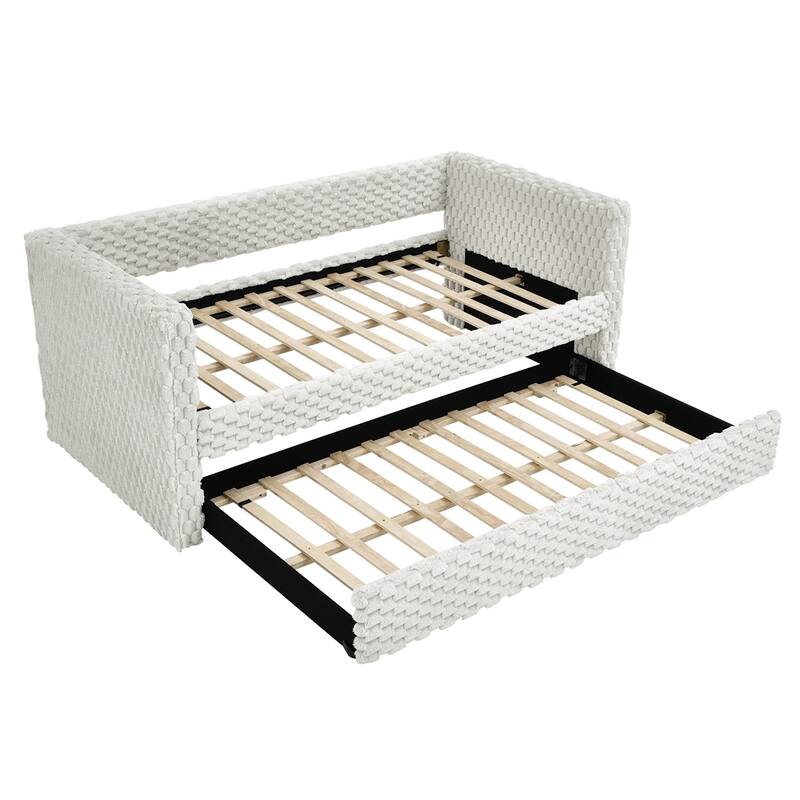 Upholstered Corduroy Fabric Twin Size Sofa Daybed