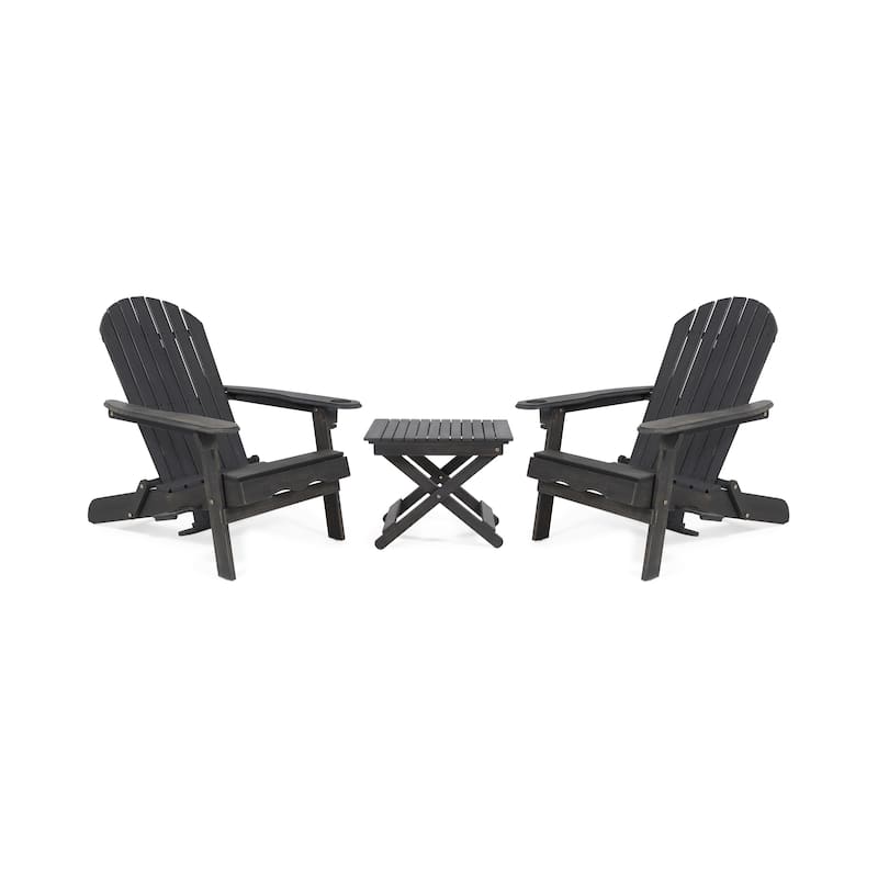 Bellwood Outdoor 2-seat Folding Acacia Chat Set by Christopher Knight Home - Dark Gray