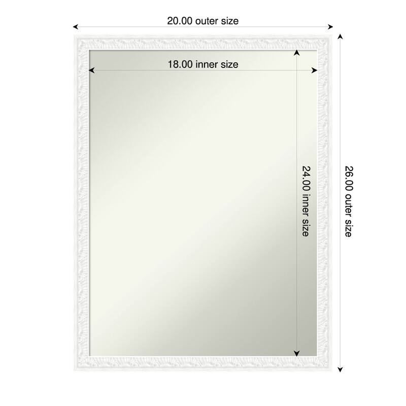 Bethany Non-Beveled Wood Framed Bathroom Vanity Wall Mirror - 20 x 26 in - Bethany White