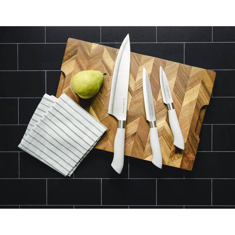 Dura Living EcoCut 3-Piece Kitchen Knife Set - High Carbon Stainless Steel Blades, Eco-Friendly Handles with Sheaths
