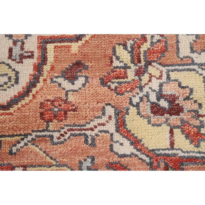 Ivory & Orange Heriz Serapi Indian Area Rug Handmade Wool Carpet - 7'10"x 9'11"